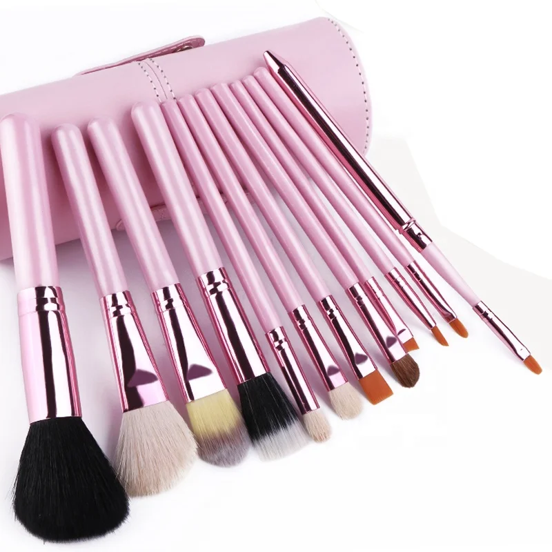 

12pcs cosmetic makeup brush set with goat hair cylinder package, N/a