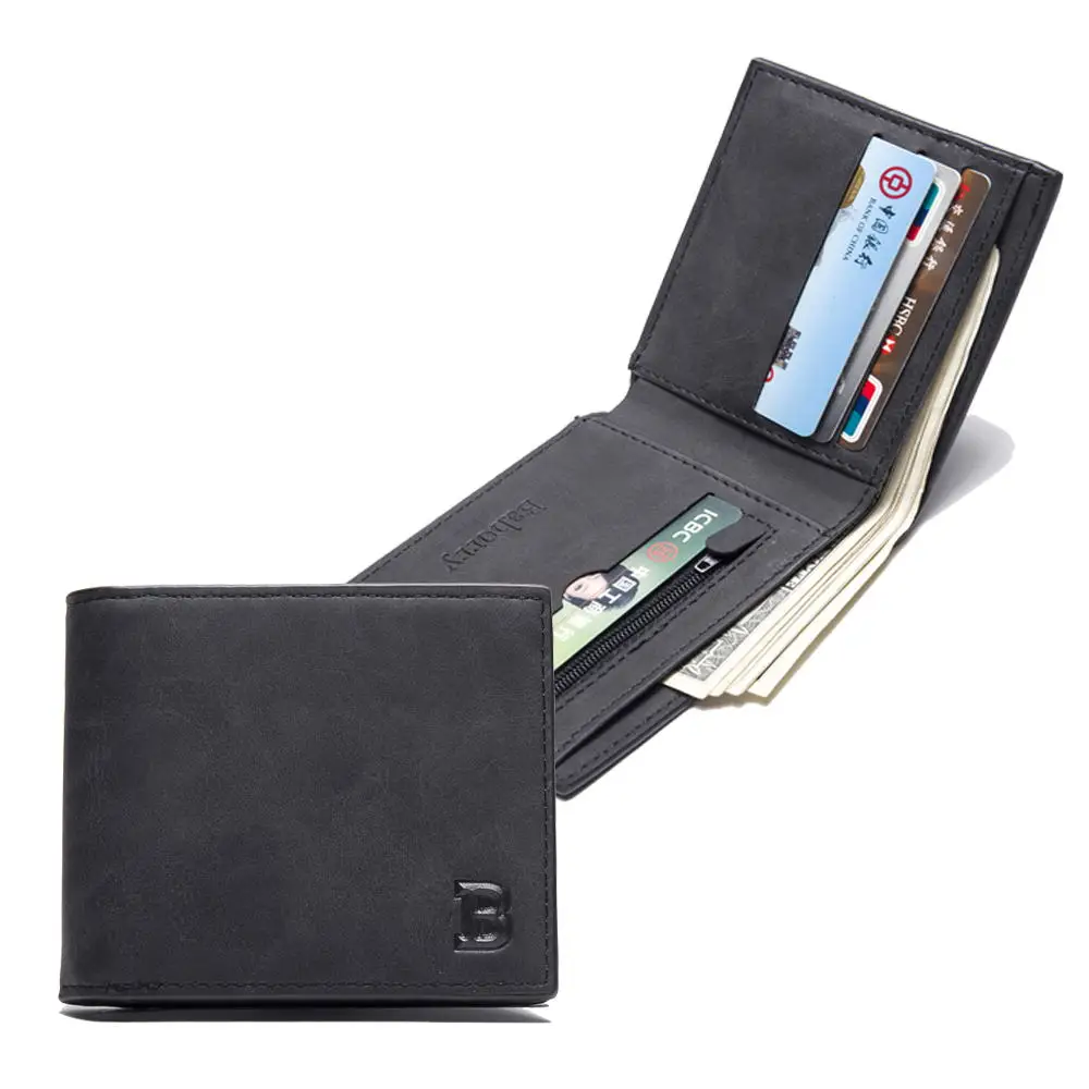 

Fashion Low Price Cheap Black PU Leather Coin Pocket Men Purse Wallet For Teens