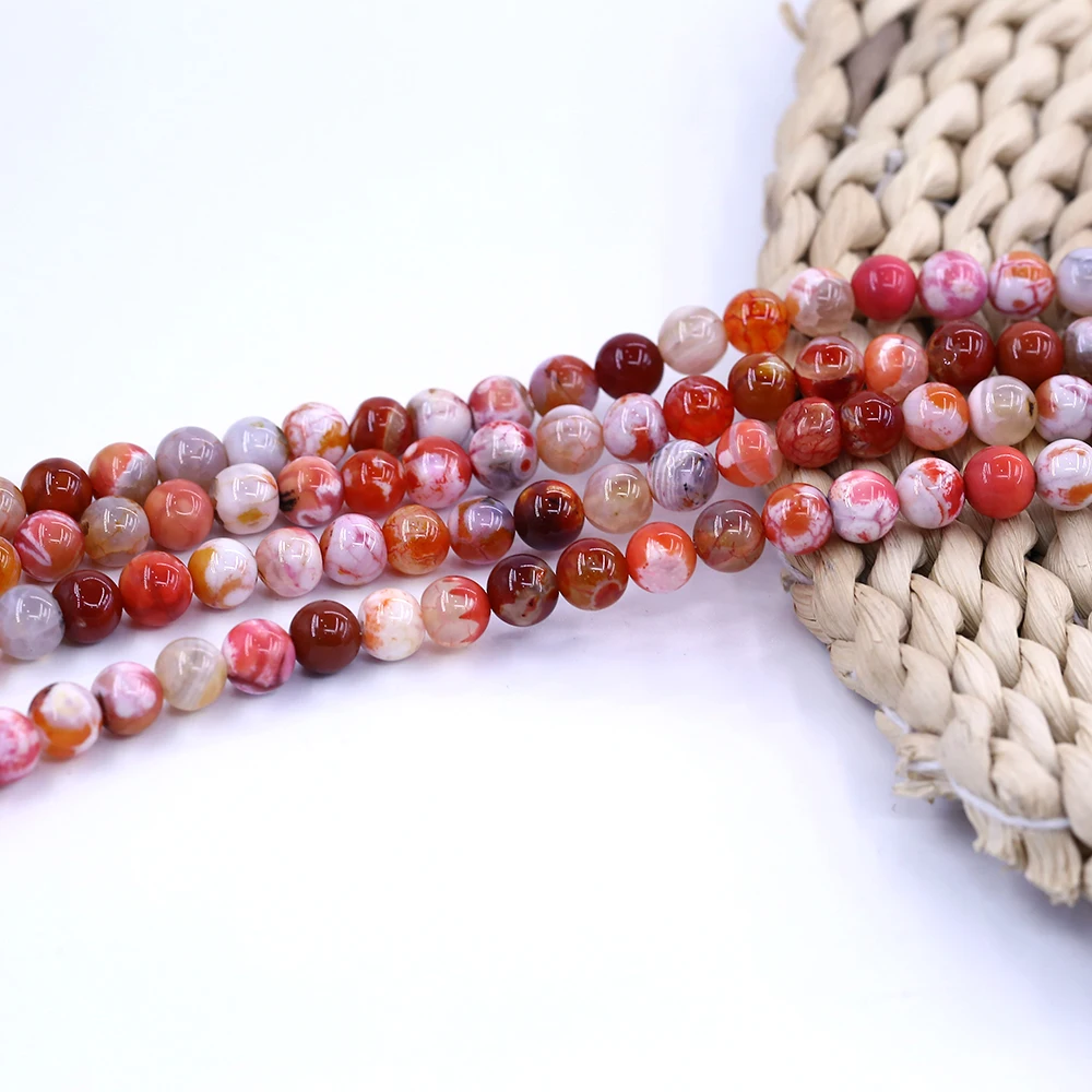 

XULIN Loose Beads Orange Ice Burst Agate Bead, Natural gemstone colors