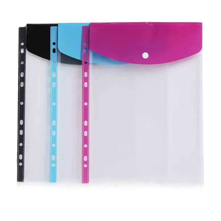
11hole A4 Document Bag Button Bag Punch Pockets File Folder Sheet Protector Transparent Presentation Folder Hot Selling 