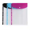 Hot selling transparent 11hole a4 document bag button bag punch pockets file folder sheet protector with assorted coloured edge