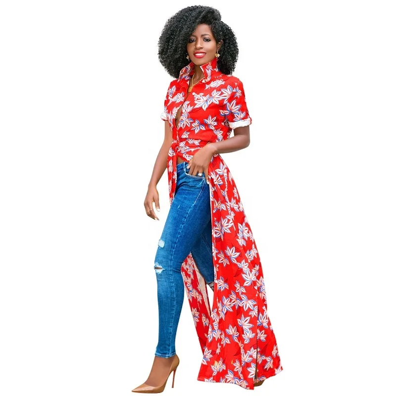 

6 Colors African Women Floral Print Long Maxi Shirt Dress