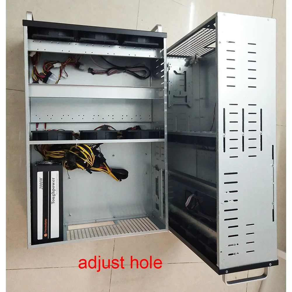 

miner case 8 gpu cards 6 gpu cards 4u rack ETC/ETH/LTCmining machine support rx570 580 470 1060 graphic cards 1600W psu fans