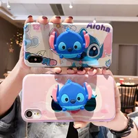 

3D Cartoon Poohs Stitch Air Bag Cell Phone Bracket IMD Case For iPhone XS XR XS MAX Case For iPhone X 6 6S 7 8 Plus Case