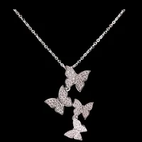 

Charming Dazzling Micro CZ Zircon Butterfly Necklaces For Women Gift 925 Sterling Silver Necklace Chain Choker