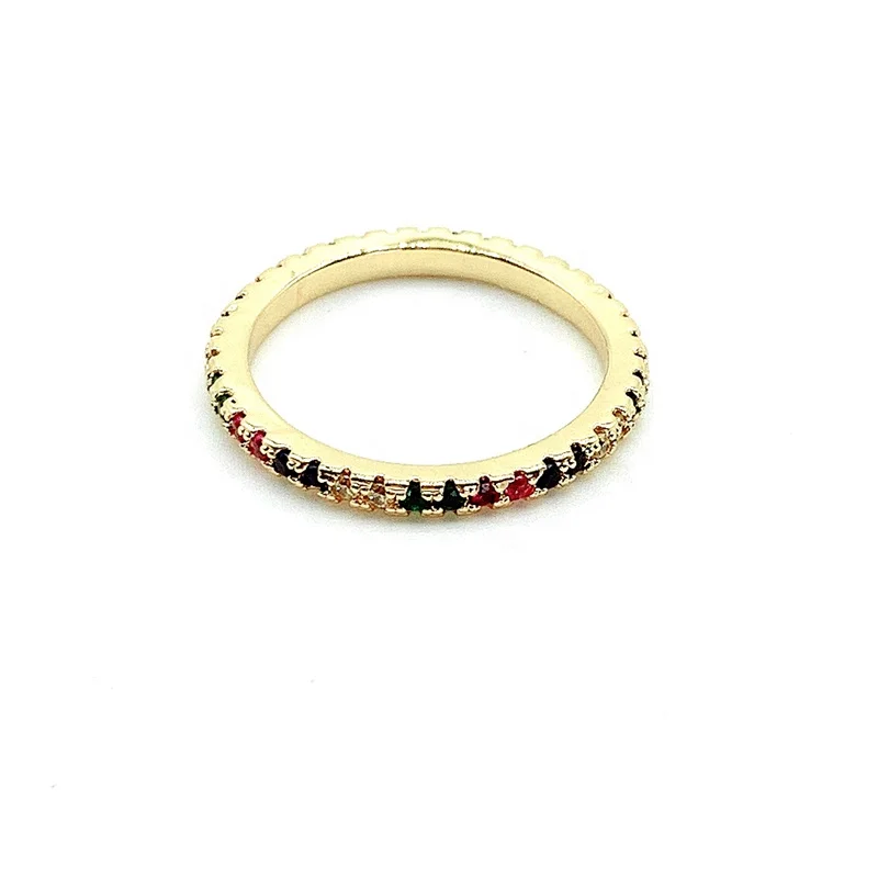 

2019 Fashion jewelry gold plated multicolored rings for women