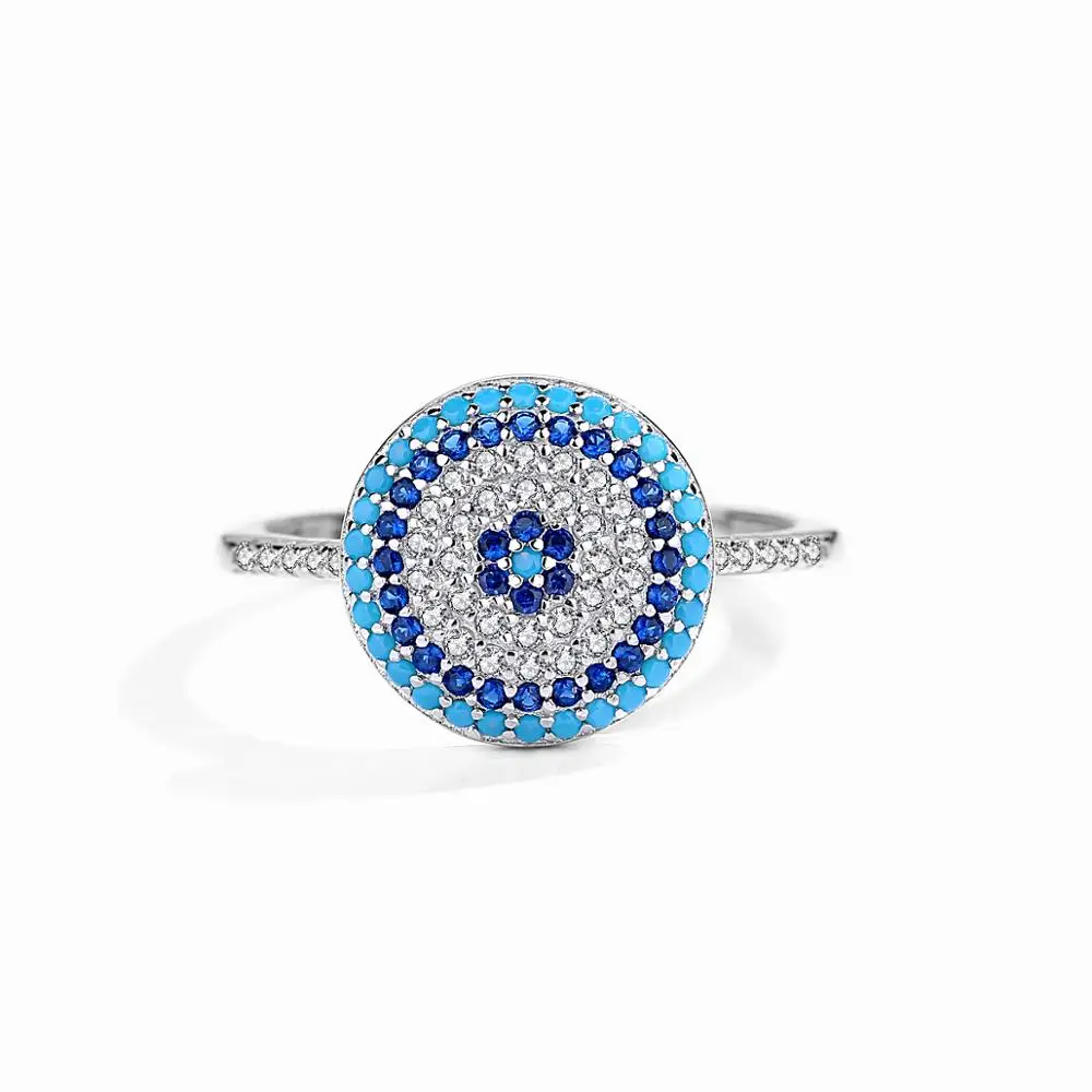

Classical Jewelry 925 Sterling Silver CZ Rings Austrian Crystal Blue Eye Rings for Women Fashion Silver Jewelry Gift, Silvery