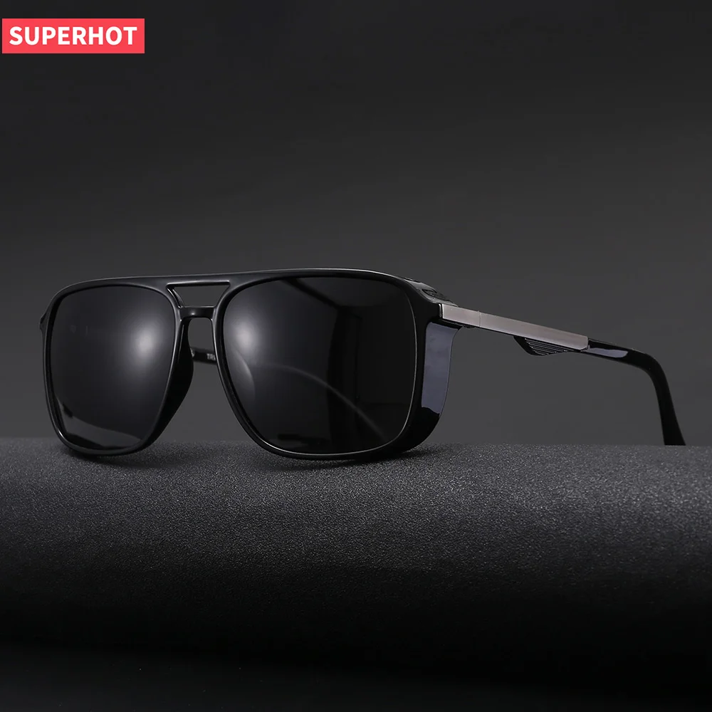 

Superhot Eyewear 18232 TR90 Frame TAC 1.1 Lenses 2019 Double Bridge Steampunk Polarized Sunglasses