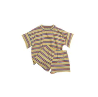 

Kids 2019 Summer Wholesale Children's Casual Cute Striped Print T-shirt+Shorts 2 Piece Set For 1-5Y Boys Girls