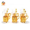 craft metal flower base glass tea cup sets, coffee tea cup set craft