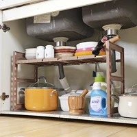 

2 Tier Expandable Under Multifunctional Bathroom Kitchen Cabinet Storage Organization Rack under Sink Organizer