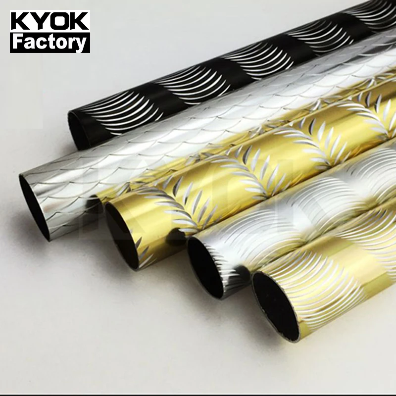 

KYOK Brass Curtain Pole Price Bay Window Decorative Curtain Rod Pole Aluminum Adjust Custom Long Golden Curtain Pipe M913, Copper