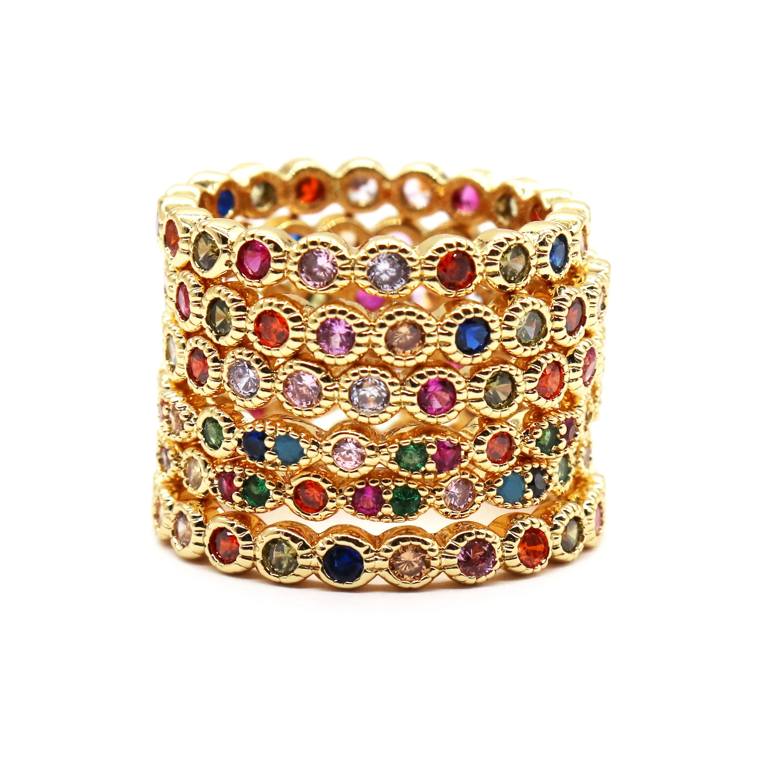 

2019 Summer New Arrive Sparking Cubic Zirconia Rainbow Ring, Clear white