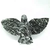 Picasso jasper gemstone handcrafted raven bird pendant natural stone carving animal figurine