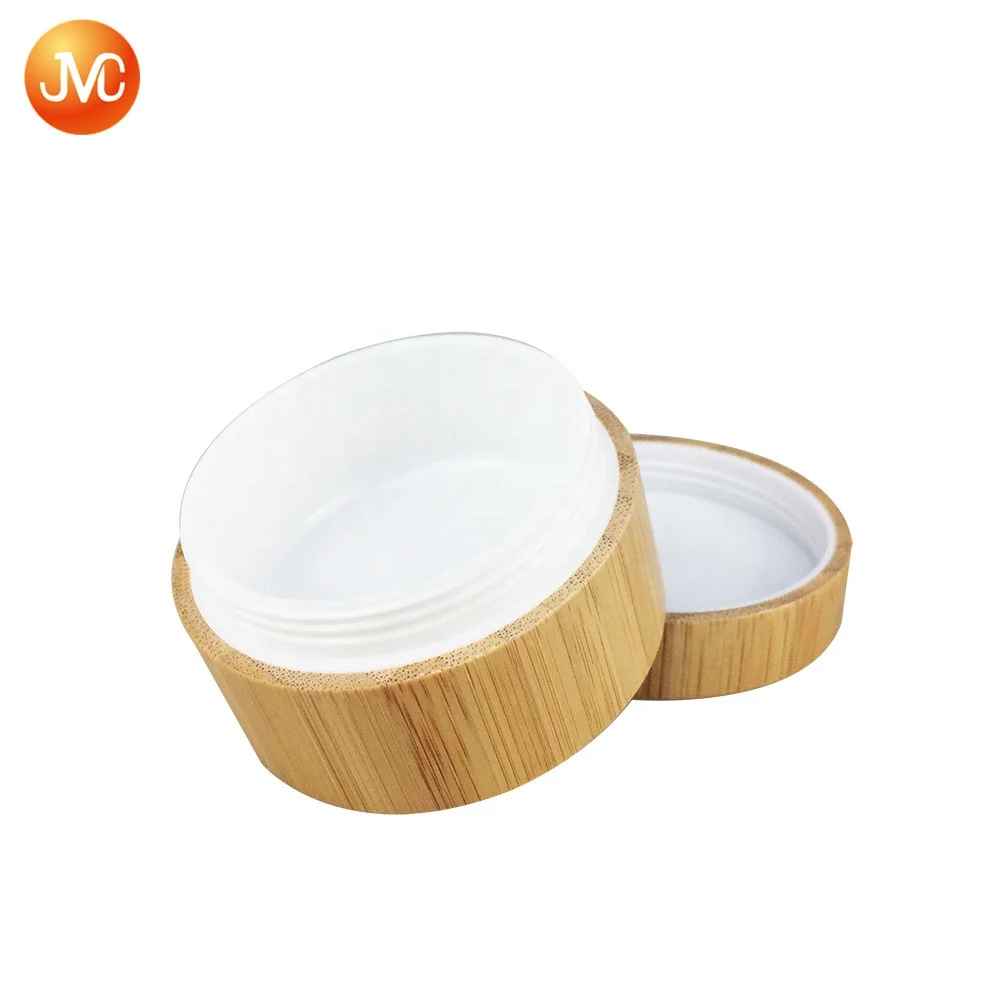 
Custom Bamboo Cosmetic Jar Empty round Facial Cream Container 