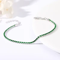 

925 Sterling Silver Diamond Emerald Gemstone Tennis Bracelet