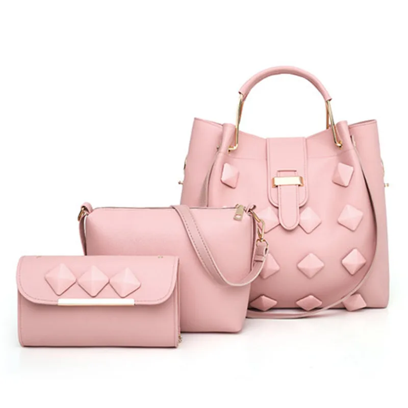 

Six Colors Wholesale 3pcs Luxury Female Bags Leather Handbag Sets, 6 colors