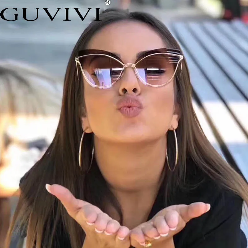 

GUVIVI Sunglasses 2019 butterfly candy color metal frame New Women shades sunglasses