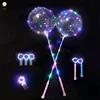 Wholesale Led Light Transparent Bobo Bubble Ballons With Handle For New Year Christmas Wedding Party Decorations