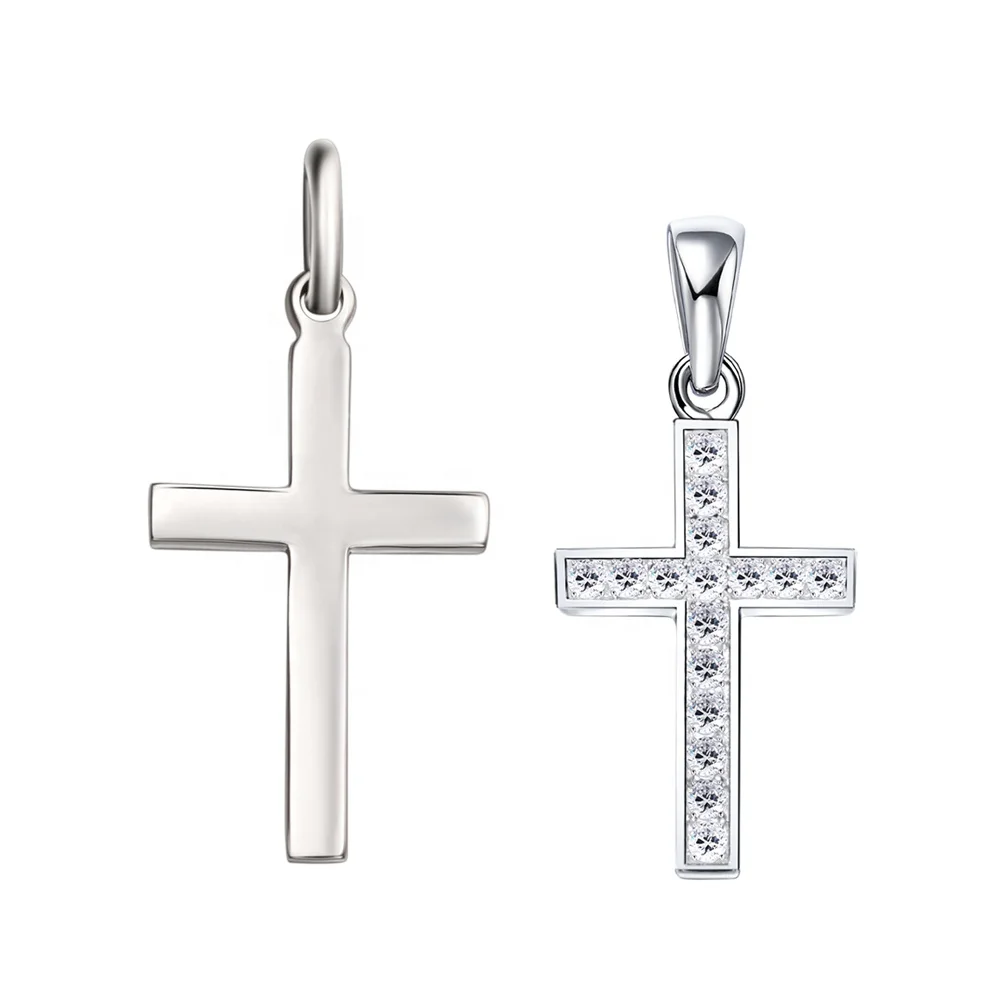 Jewelry Custom Women Small Cubic Zirconia Diamond Crystal 925 Sterling Silver Gold Jesus Cross Pendant