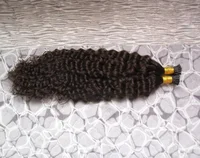 

Wholesale 20inch 10a top quality cuticle aligned peruvian hair #4 chocolate color kinky curly i tip extensions