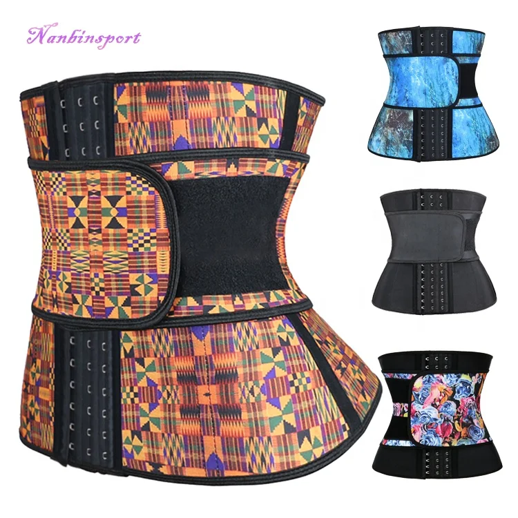 

9 Steel Bone Waist Trainer Slimming Shaper Latex Corset, Light blue;dark blue