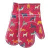 MEITA HOME Dog Pattern Transparent Silicone Shell Oven Mitts with Cotton Filling and Nice Lining Easy Clean FDA Pair Red