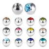 16g&14g Stainless Steel CZ Crystal Screw Lip Eyebrow Tongue Barbell Belly Piercing Replacement Balls