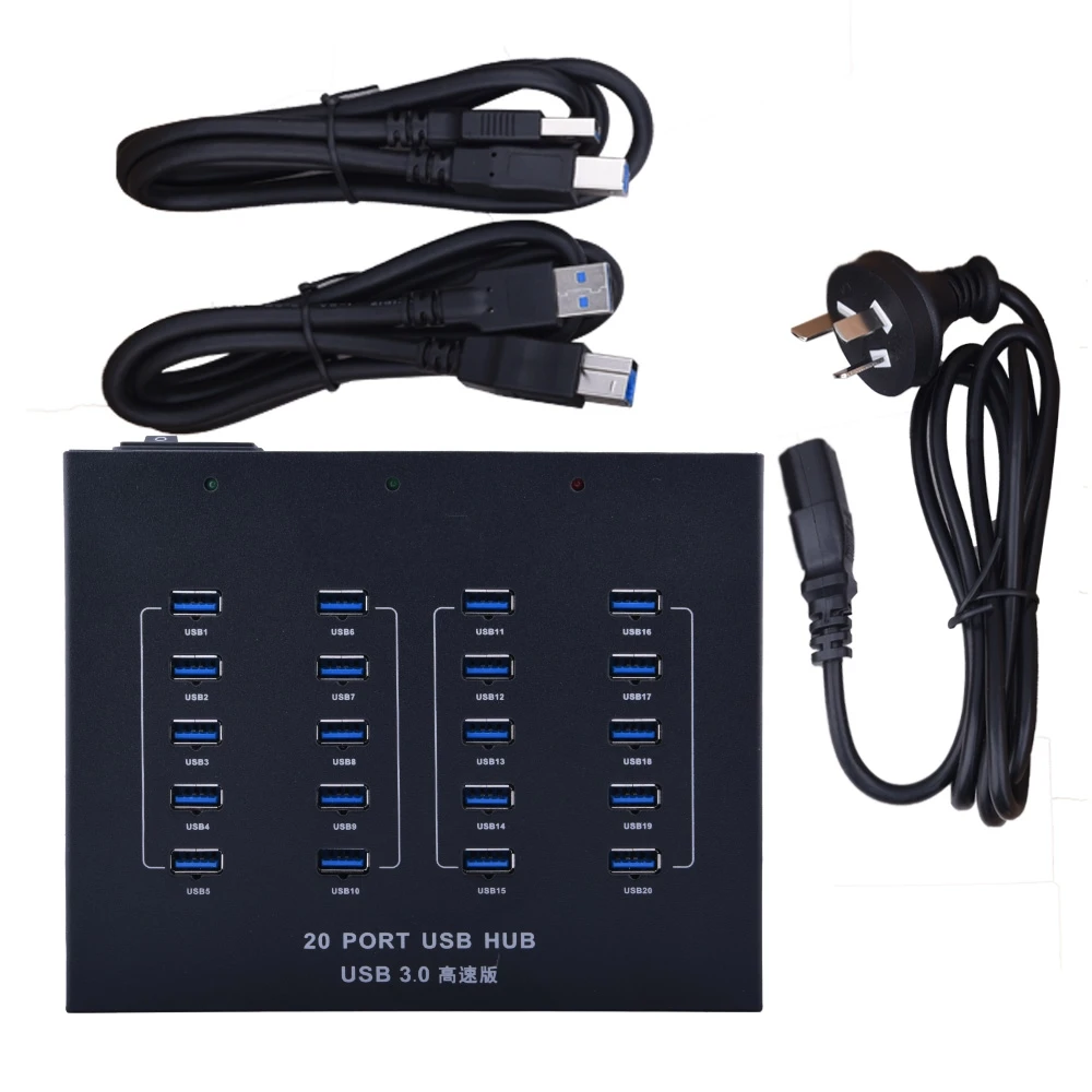 

High Speed 3.0 usb hub with built-in 100W Power Supply for Laptop Desktop, Black