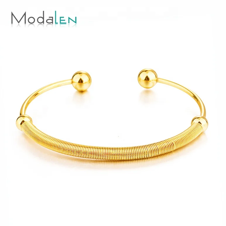 

Modalen 2019 New Thin Titanium Gold Surgical Bracelet Stainless Steel Bangle