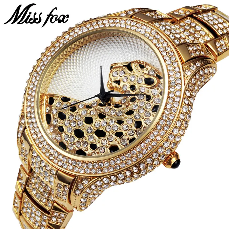 

MISSFOX Miss Fox Fashion Quartz Watch Women Luxury Wrist Watches For Women Gold Stainless Steel Ladies Watches Bayan Saat