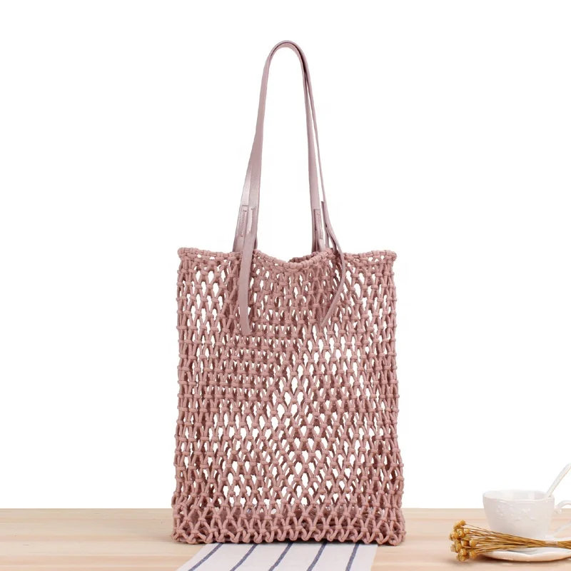 

New Trendy Cotton Crochet Tote Bag Mesh Handbag for Women BEACH Holiday Dress