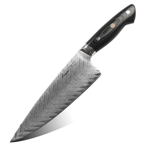 Image of New Design AUS-10/AUS-10 Damascus steel 8 inch chef Knife with Micarta/G10 handle kitchen knife