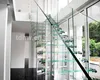Indoor glass stringer Straight Stairs with side laminated glass steps