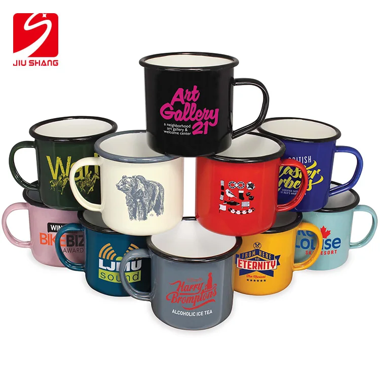 

colorful coffee enamel mug custom with handle, Customized