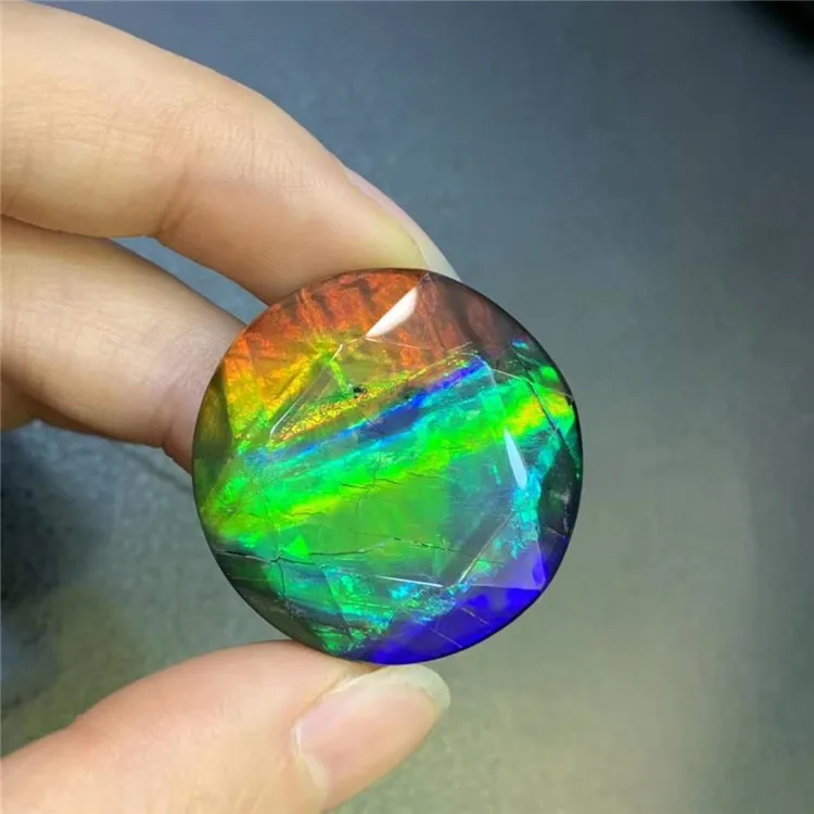 

colorful round Shape natural Canada ammolite Loose Stone used in earring necklace bracelet ring for female