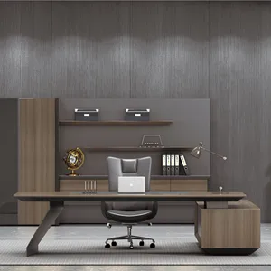 High Quality Modern Luxury European Mobilier De Bureau Stylish Office Executive Furniture Desk With Strong Metal Legs
