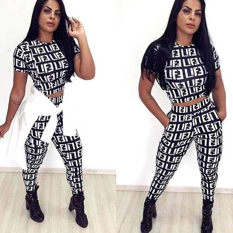 

Two Pieces Outfits Casual Letter F Printed Two Piece Set, N/a