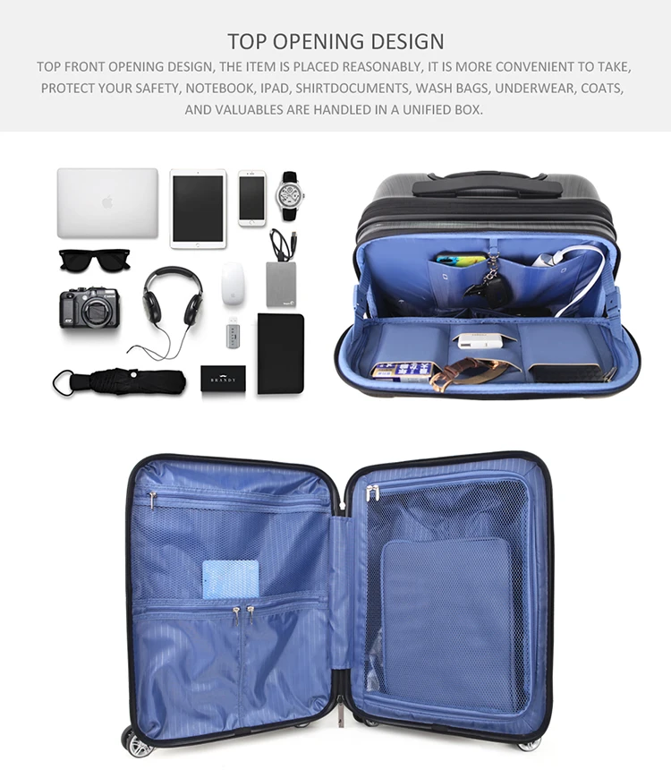 
Newcom 2019 smart luggage carry on luggage suit case with TSA lock trolley case suitcase with USB port for phone charging 