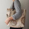 CB014 Hot sale Large Handmade Hobo Bag Beach Tote Cotton and Beach Leisure Travel Tote with leather handles