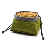 Amazon hot Super quality round dog Drawstring bag waterproof pet food bowl collapsable dog food bowl