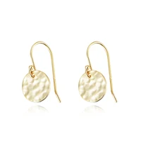 

925 Orecchino Sterling Silver 14K Gold Plated Jewelry Hammered Round Coin Earrings