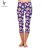 High waist sexy women capri leggings custom shell printed 230gsm double brushed milk silk stretchy yoga pants