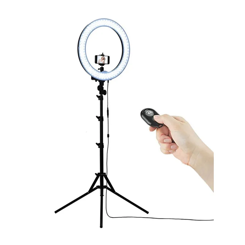 

RL18 55W 5500K 240 LED Photographic Light Dimmable Camera Photo/Studio/Phone/Video Photography Ring Light Lamp with Tripod Stand