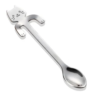 Image of creative tableware 18/8 stainless steel coffee spoons fashion style cat spoon stainless steel tea spoon