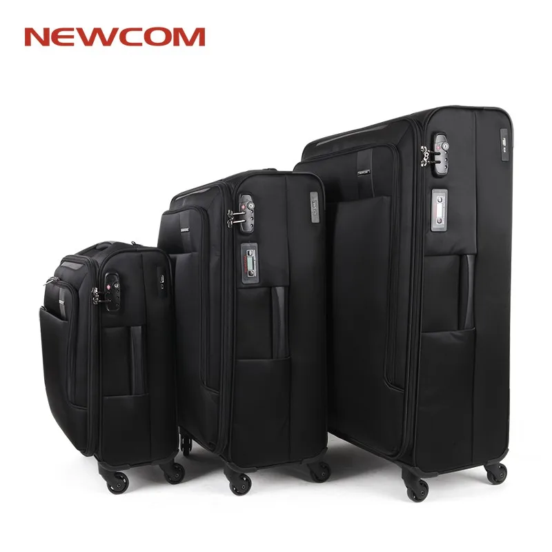 
Soft shell Nylon business luggage sets classic black luggage suitcase with TSA lock 