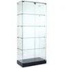 70" Height Glass Display Case Hinged Door, 4 Fixed-Height Shelves, Frameless floor standing display show case