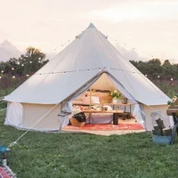 

Outdoor Waterproof Four Season Family Camping and Winter Glamping Cotton Canvas Yurt Bell Tent with Mosquito Screen Door