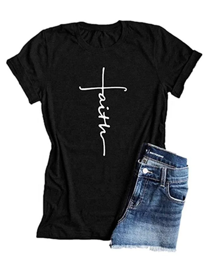 

Women Short Sleeve T Shirts with letter print Faith Tops shirts T-Shirt Tee, N/a