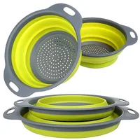 

BPA Free Good Quality Plastic Collapsible Colander 2 sets, Kitchen Foldable Silicone Strainer